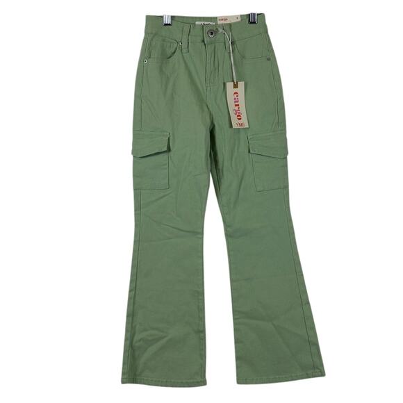 NWT YMI Pants Girls 8 Sage Green Cargo Bootcut Utility Lightweight Modern - Picture 1 of 5
